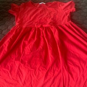 Red high waisted dress with bow